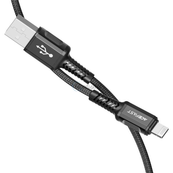 ACEFAST USB-A - Cablu de date și de încărcare Lightning cu cablu de 1,2 m - 5V/2,4A - Cablu de date de încărcare Acewire Pro ACEFAST C1-02 - negru (licență Apple MFI)
