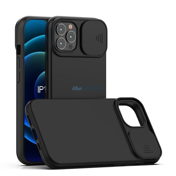 iPhone14 Plus TPU+PC slide. husă de protecție pentru cameră, neagră