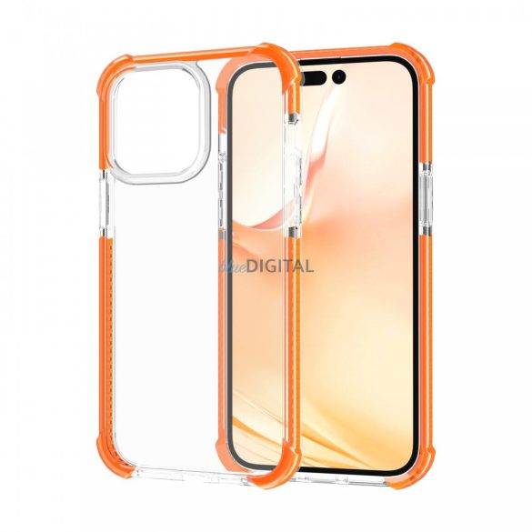 Husa din silicon rezistenta la socuri pentru iPhone 15 Pro, portocaliu