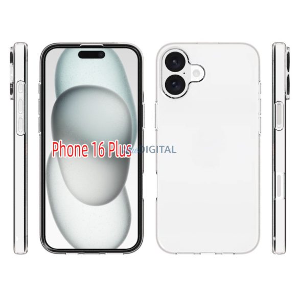 iPhone 16 Plus subțire TPU silicon spate capac, transparent