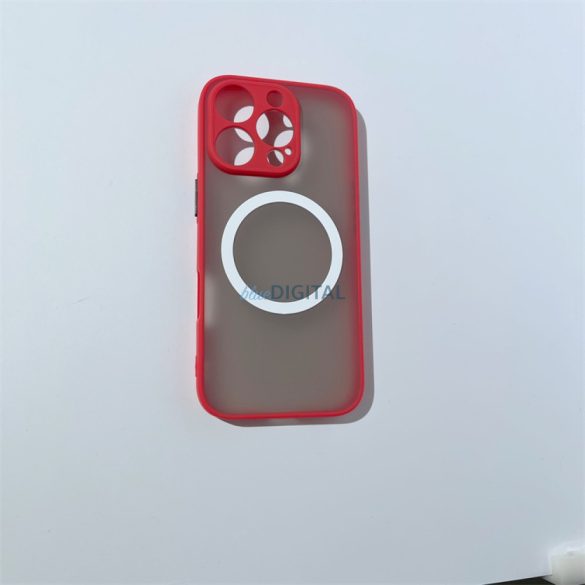 Husă magnetică din plastic pentru iPhone 16 Pro, roșu și negru