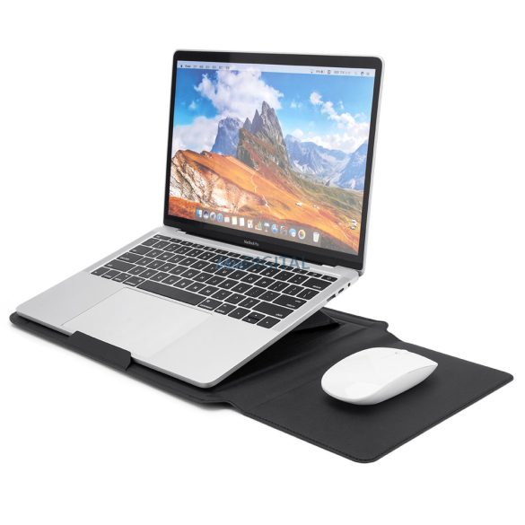 Suport multifuncțional pentru laptop cu efect de piele, negru