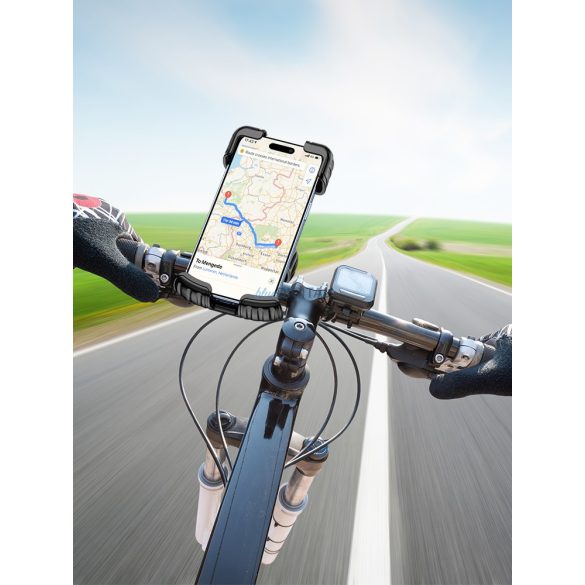 Suport de telefon rotativ la 360 de grade pentru bicicletă, negru