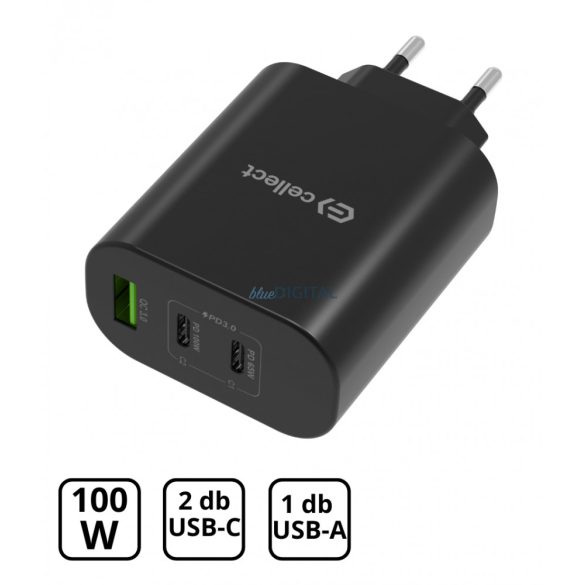 Adaptor încărcător de rețea cu funcție de încărcare rapidă 100W, negru