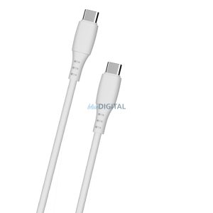 Cablu de date și încărcare Type-C la Type-C din silicon moale, alb