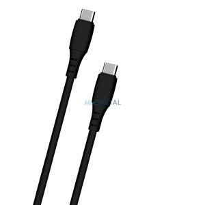 Cablu de date și încărcare Type-C la Type-C din silicon moale, negru