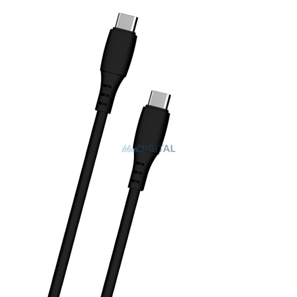 Cablu de date și încărcare Type-C la Type-C din silicon moale, negru