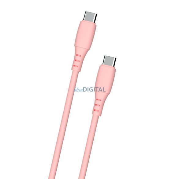 Cablu de date și încărcare din silicon moale Type-C către Type-C, roz