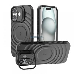 Iphone 16 Magnetic Shockproof caz, negru