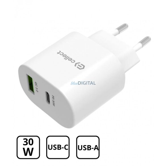 Adaptor încărcător de rețea PD30W/QC3.0 18W, alb