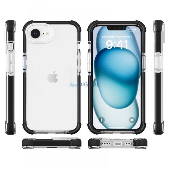 iPhone 16e Capac spate din silicon rezistent la șocuri, negru