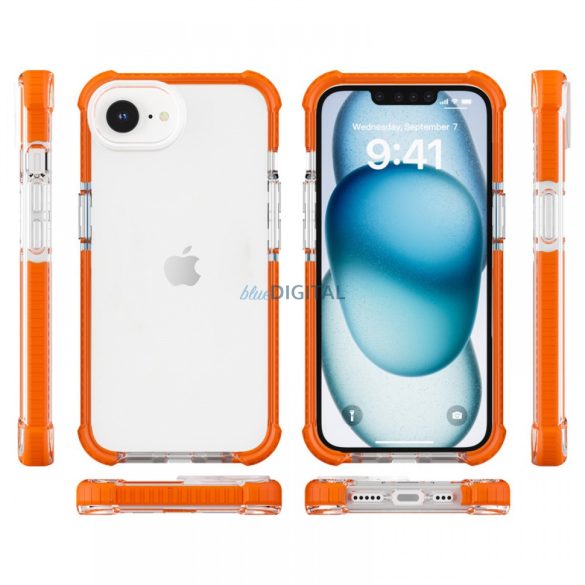 iPhone 16e Capac spate din silicon rezistent la șocuri, portocaliu