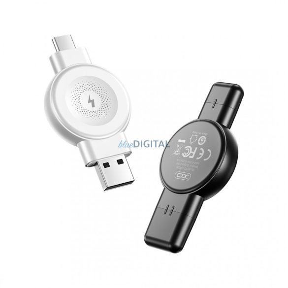XO CX026 fără fir. Încărcător ceas, USB-A/C, negru