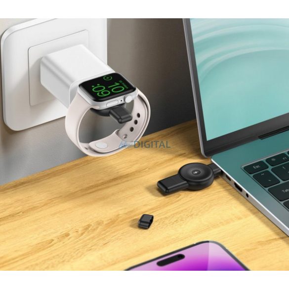 XO CX026 fără fir. Încărcător ceas, USB-A/C, negru