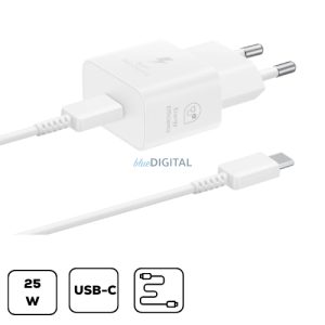 Adaptor de retea Samsung cu cablu, 25W, alb