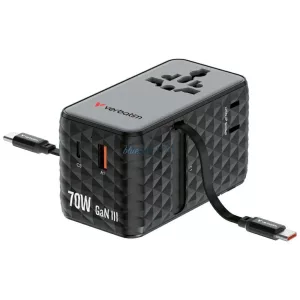 Verbatim Travel Adapter EU/UK/US GaN   1xUSB-C/1xUSB-A/2xUSB-C PD 70W black 30186