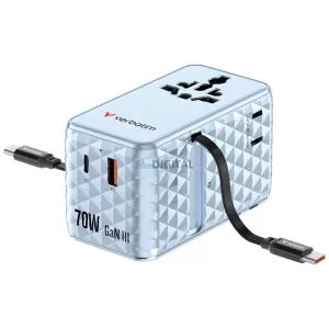 Verbatim Travel Adapter EU/UK/US GaN   1xUSB-C/1xUSB-A/2xUSB-C PD 70W blue 30187