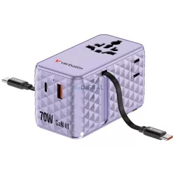   Verbatim Travel Adapter EU/UK/US GaN   1xUSB-C/1xUSB-A/2xUSB-C PD 70W purple 30188