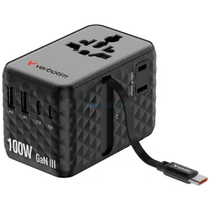 Verbatim Travel Adapter EU/UK/US GaN   2xUSB-C/2xUSB-A/1xUSB-C PD 100W black 30191