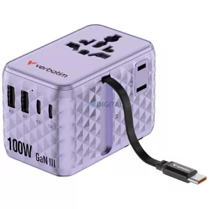 Verbatim Travel Adapter EU/UK/US GaN   2xUSB-C/2xUSB-A/1xUSB-C PD 100W purple 30193