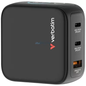 Verbatim Mini GaN mains charger 65W 2xUSB-C PD/1x USB-A QC EU/UK/USA adapter black 30238