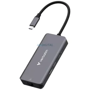Adapter Hub Verbatim USB-C/HDMI/3xUSB-A 3.2/RJ45 aluminum 32157