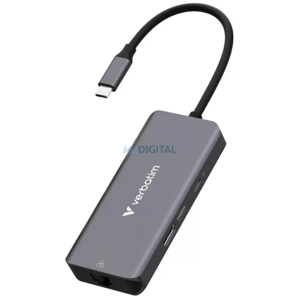 Adapter Hub Verbatim USB-C/HDMI/3xUSB-A 3.2/RJ45 aluminum 32157