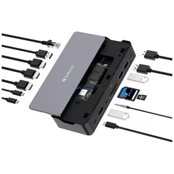 Adapter Verbatim docking station USB-C Pro 15in1 grey 32173