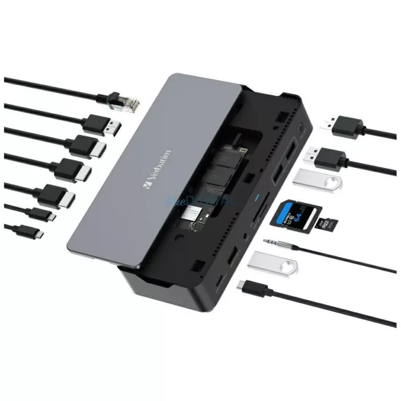 Adapter Verbatim docking station USB-C Pro 15in1 2xHDMI/1xRJ45/4xUSB-A/3xUSB-C/1xSD/1xmicroSD/1xAudi