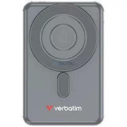   Verbatim 'n' Go mágneses vezeték nélküli powerbank 15W 5000mAh 2x USB-C kábel – szürke (32251)