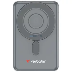 Verbatim 'n' Go mágneses vezeték nélküli powerbank 15W 5000mAh 2x USB-C kábel – szürke (32251)