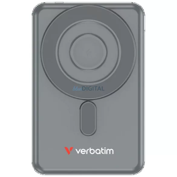 Verbatim 'n' Go mágneses vezeték nélküli powerbank 15W 5000mAh 2x USB-C kábel – szürke (32251)