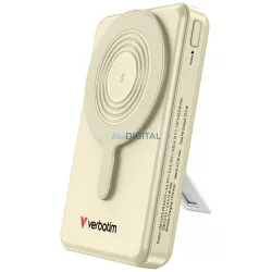   Verbatim Charge n Go mágneses vezeték nélküli powerbank 10000mAh állvánnyal TFT kijelzővel 2x USB-C kábel – arany