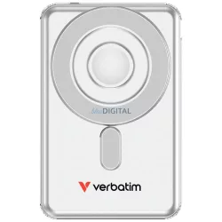   Verbatim 'n' Go mágneses vezeték nélküli powerbank 15W 5000mAh 2x USB-C kábel – ezüst (32276)