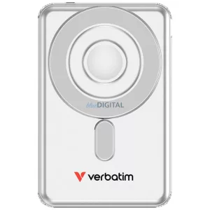 Verbatim 'n' Go mágneses vezeték nélküli powerbank 15W 5000mAh 2x USB-C kábel – ezüst (32276)