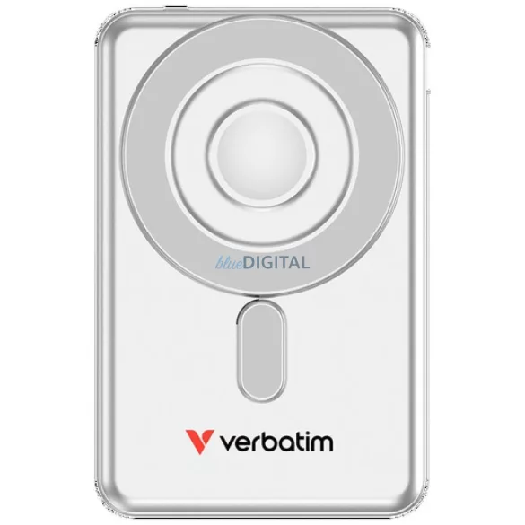Verbatim 'n' Go mágneses vezeték nélküli powerbank 15W 5000mAh 2x USB-C kábel – ezüst (32276)