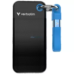   Verbatim Pocket külső SSD 512GB kulcstartó USB-C 3.2 gen.2 kábellel – fekete-kék (32283)