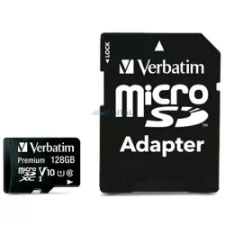 Verbatim 128GB microSDXC Card V10 + Adapter black 44085