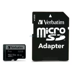 Verbatim 32GB microSD Card + Adapter Pro U3 black 47041