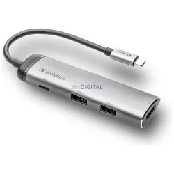   Verbatim USB-C Hub Adapter - USB-C/2xUSB-A 3.0/HDMI aluminum 49140