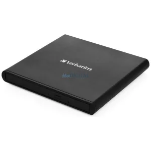 Verbatim külső Slimline CD/DVD író USB-A + USB-A/USB-A - USB-C kábel – fekete (98938)