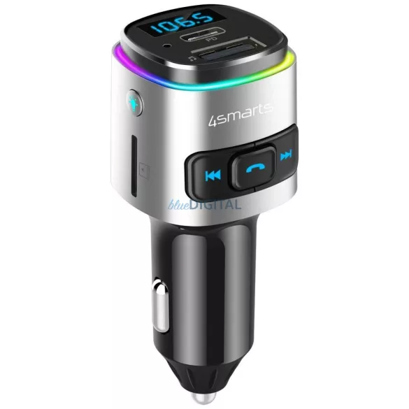 Car Charger  4smarts Media&Assist 2 FM Bluetooth with Multimedia Input and Hands-Free Function silve