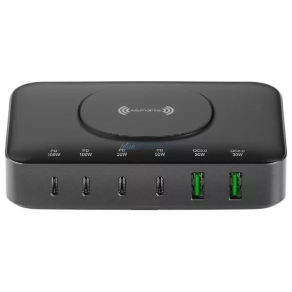 4smarts 7in1 100W Charging Station with Wireless Charging Black-Grey 540571