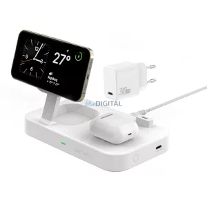 4smarts Inductive charger QI2 Trident 2in1 + USB-C + wall charger 30W white/white 540998