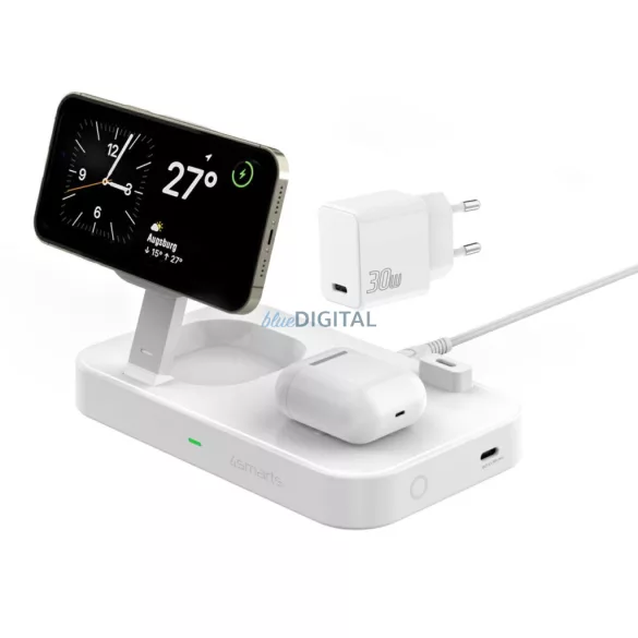 4smarts Inductive charger QI2 Trident 2in1 + USB-C + wall charger 30W white/white 540998