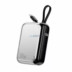   Powerbank 4smarts Pocket 10000mAh 30W with Built-in 15cm USB-C Cable silver
