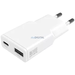   Wall Charger 4smarts PDPlug Duos Slim 20W GaN USB-C, USB-A white
