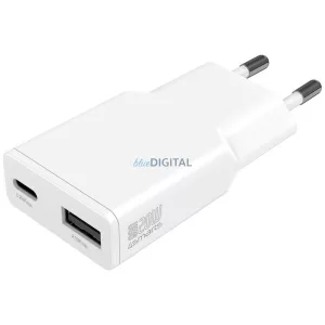 Wall Charger 4smarts PDPlug Duos Slim 20W GaN USB-C, USB-A white