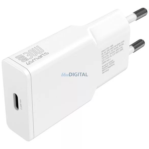 Wall charger 4smarts PDPlug Slim 30W GaN USB-C white