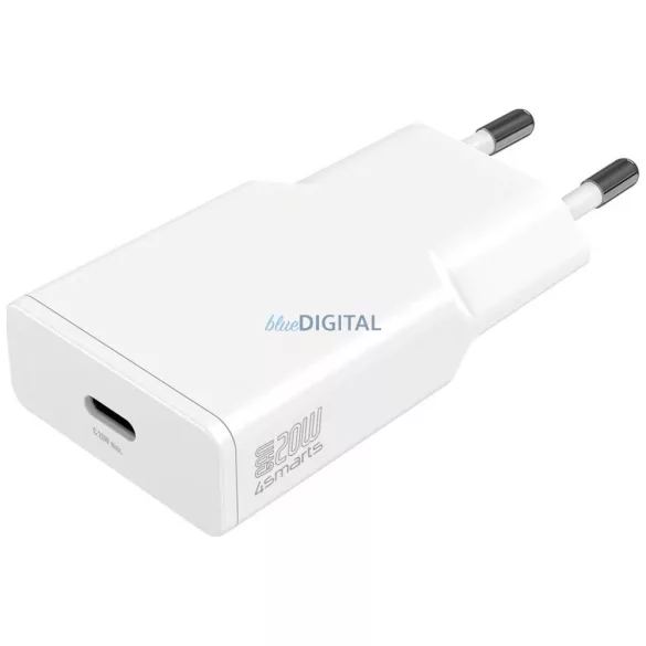 Cable Set 4smarts PDPlug Slim 20W GaN USB-C Wall Charger + 1.5m USB-C Cable white